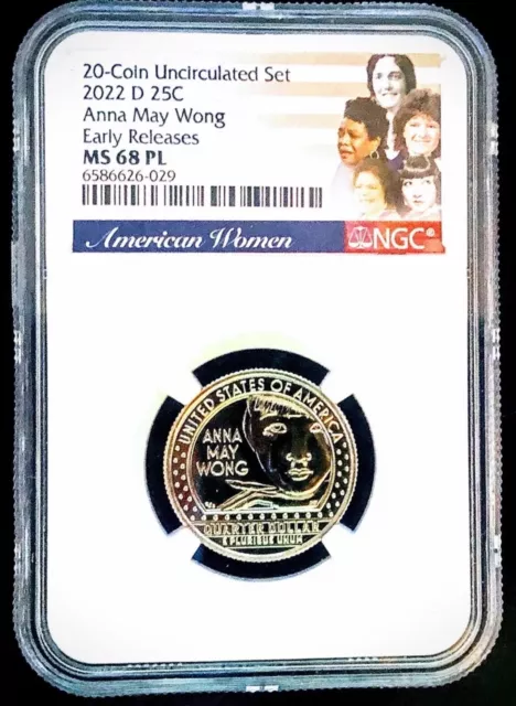 2022D Anna May Wong American Women 25c NGC MS68 Proof-like~ Only One On Ebay!!!