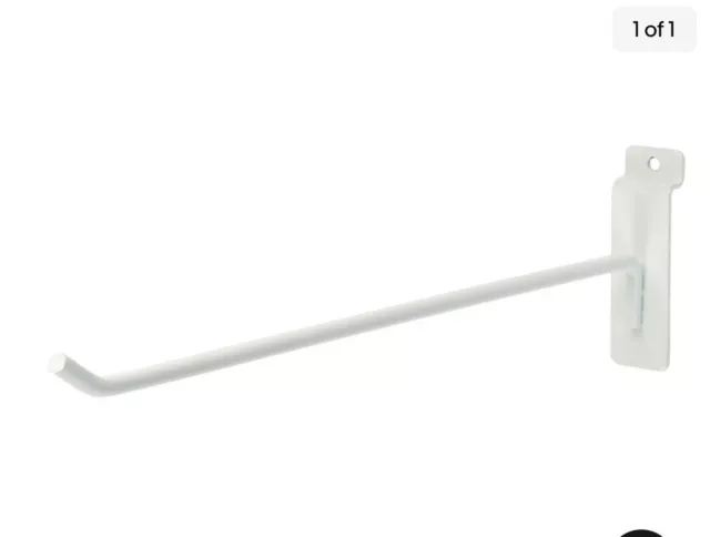 12 inch White Peg Hook for Slatwall - Pack of 50