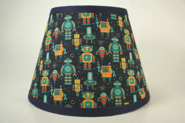 Robots robot on Navy Novelty Fabric Toys Space Lampshade Lamp Shade