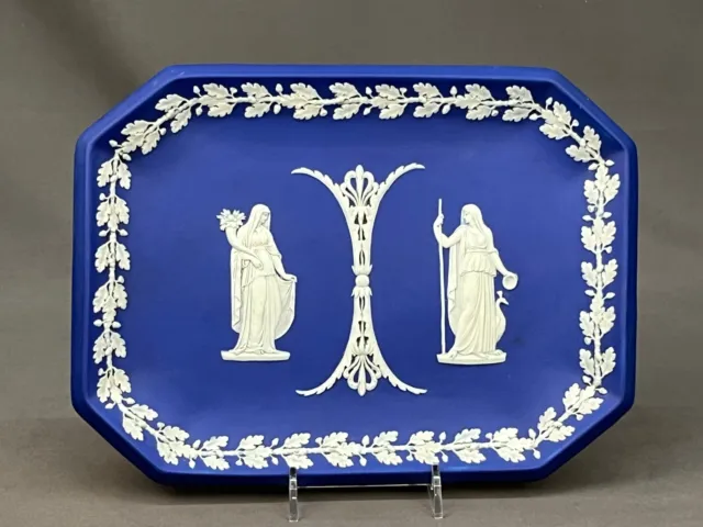 19th Century Wedgwood Blue Jasperware 10" Comb Vanity Tray: MINT