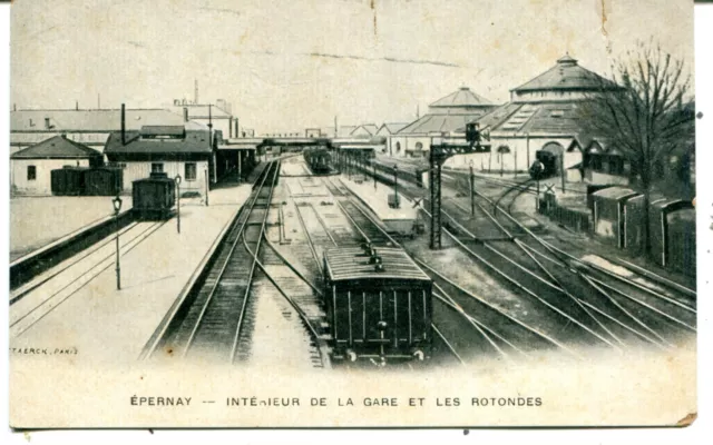 France Epernay - Interieur de la Gare et Les Rotondes old postcard
