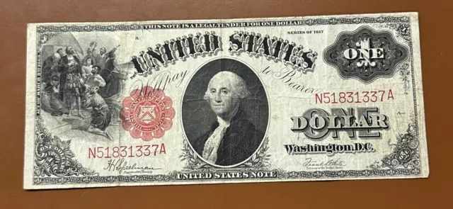 1917 $1 United States Note Large Sized Bill Currency Paper Money - TCCCX