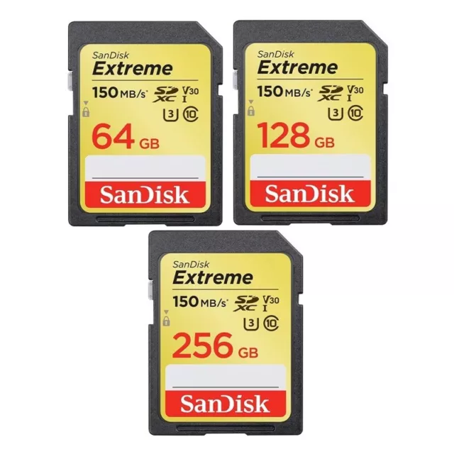 New Sandisk Extreme 16Go 32Go 64Go 128Go 256Go SDXC SDHC SD Cartes mémoire U3