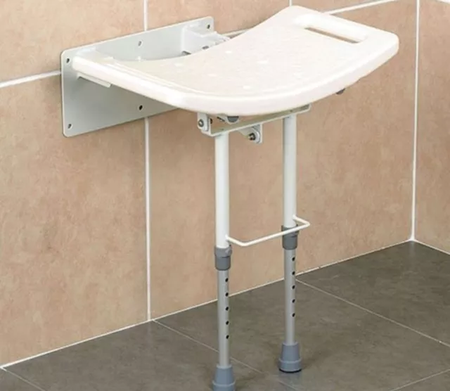 Folding Shower Seat with Legs Wall Mounted Disabled Fold Up Down Chair