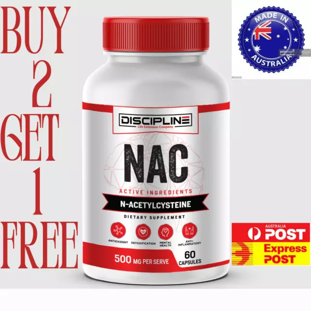 NAC N-Acetyl Cysteine 500mg - 60 Capsules | Glutathione | Antioxidant- AUS STOCK