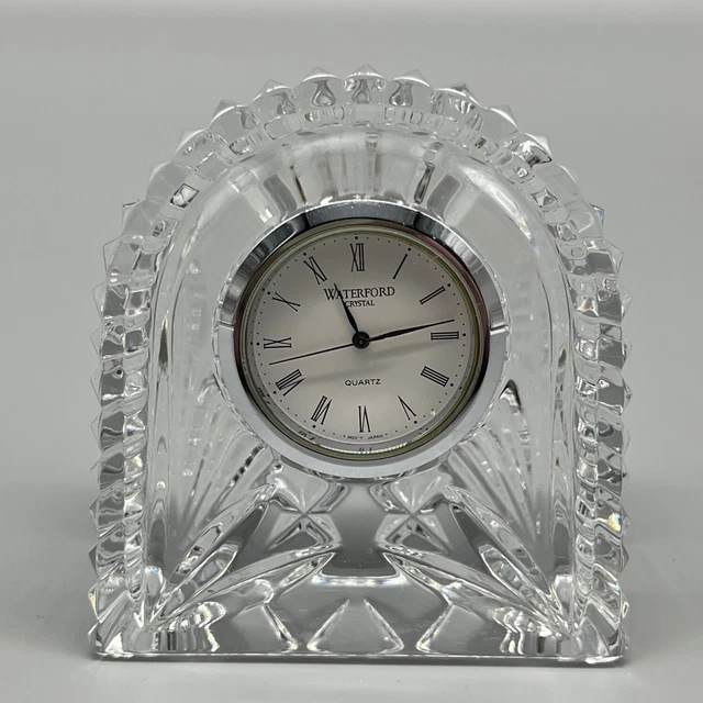 WATERFORD MADE IN Ireland Cut Crystal Quartz Dome 3" Desk Clock 21.99