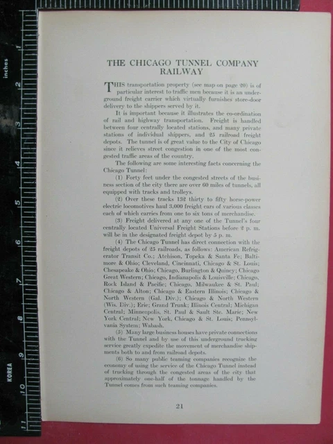 1925 CHICAGO TUNNEL Company Railway Orig System Map Route Stations ...