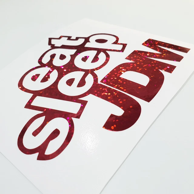 Eat Sleep JDM Aufkleber Sticker rot Hologramm Tuning Auto Metallic FUN