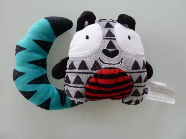 *. Doudou Peluche Kimbaloo Monstre Chat Gris Noir Rouge Longue Queue Bleu Tbe