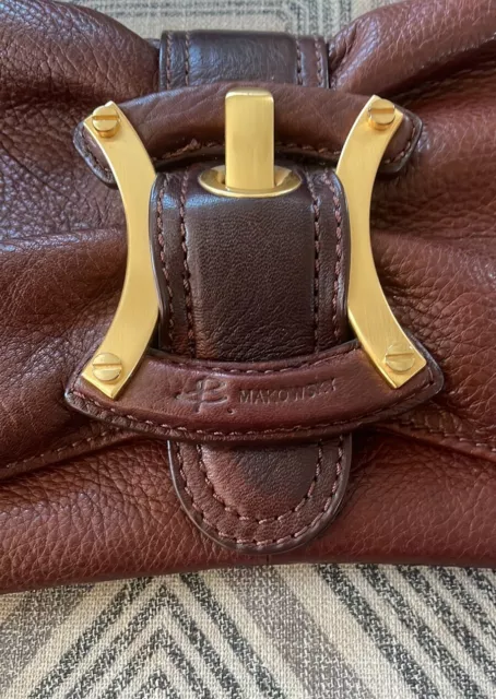 VINTAGE B MAKOWSKY Brown Leather Bow Clutch Shoulder Bag $18.50 - PicClick