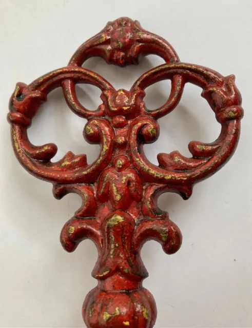 Vintage Wrought Iron Red Finial. Decorative. Naturally Distressed. 2