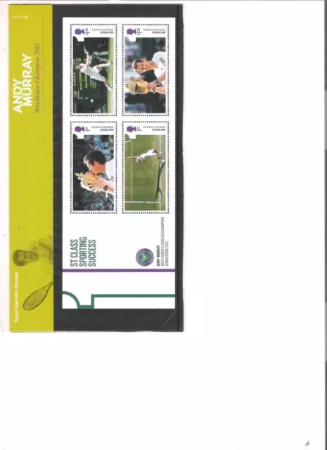 2013  Royal Mail Presentation Pack Andy Murray Mini Sheet Mint Decimal Stamps