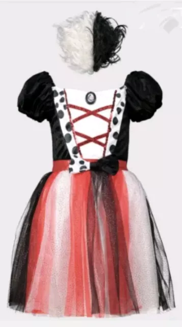 Cruella De Vil Villain Dress & Wig, 7-8 Years NEW World Book Day 101 Dalmatians