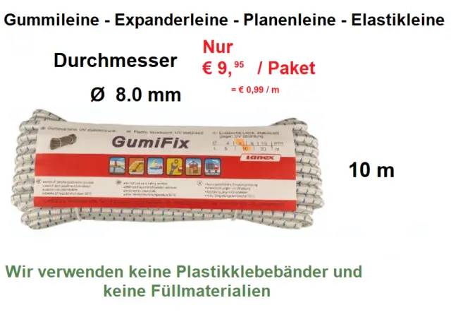 Gummischnur Gummileine Spanngummi Ø 8 mm Gummikordel Planenseil elastisch billig