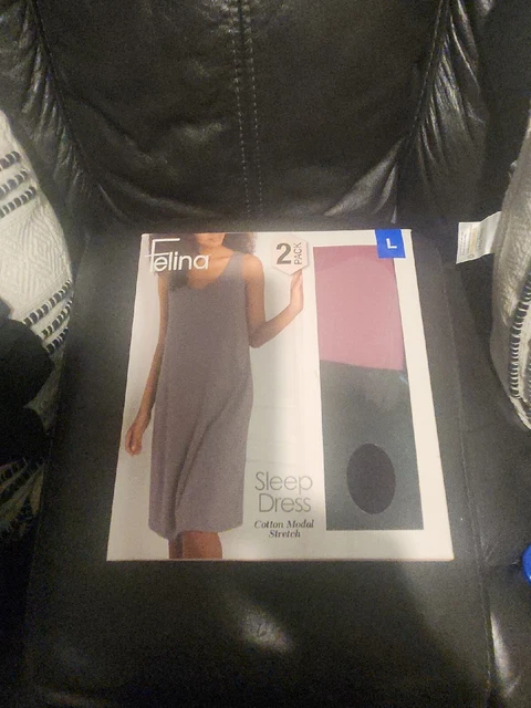 Felina Sleep Dress Cotton Modal Stretch soft red black 2 pack L