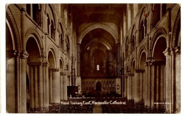 Postcard Nave, looking East, Rochester Cathedral - Unposted Publisher H Bros