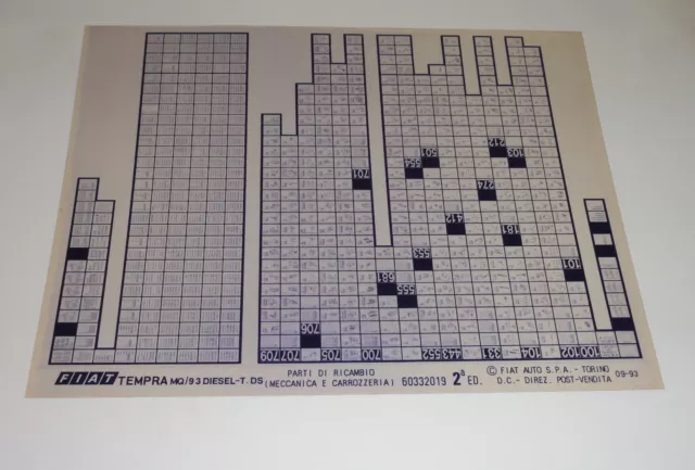 Microfiche Spare Parts Catalog Fiat Tempra Mq/ 93 Diesel - T. DS Stand 09/1993