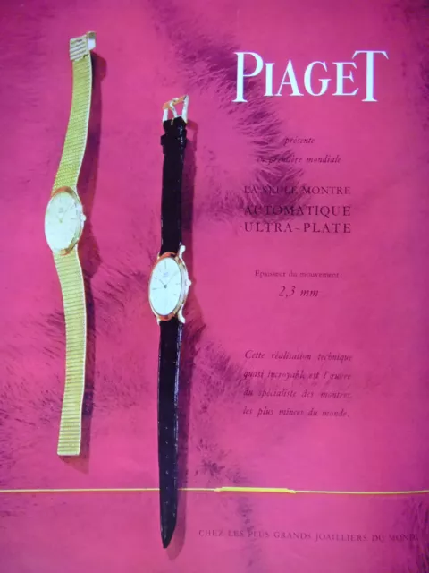 Publicité 1960 Piaget La Seul Montre Automatique Ultra Plate De Luxe