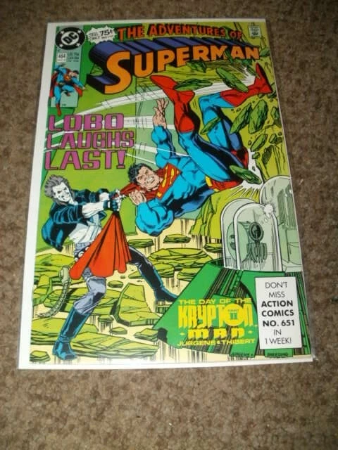 Adventures Of Superman 464 - 1St Lobo Meeting - 1990 Copper Age - Vf/Nm 9.0