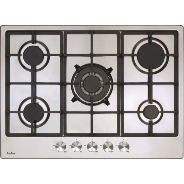 Amica AGH7100SS 68cm 5 Burner Gas Hob - Stainless Steel AGH7100SS