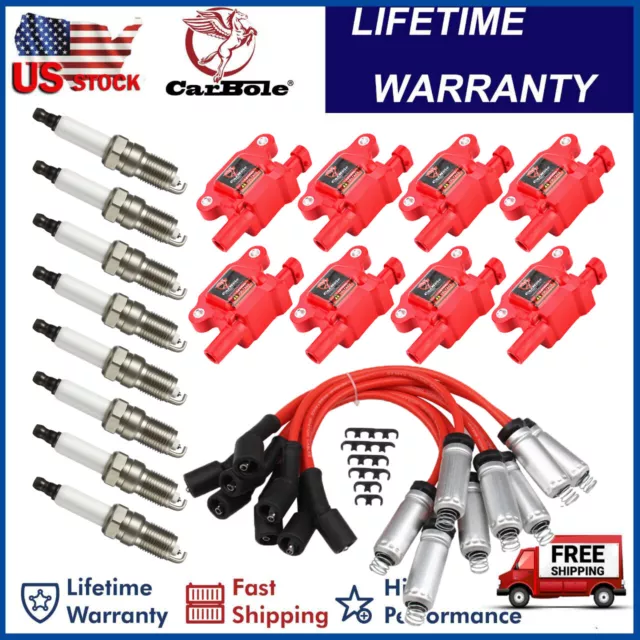 8* Ignition Coil+Spark Plug+Wire set For 5.3L 6.0L 6.2L Chevy Silverado 1500 GMC