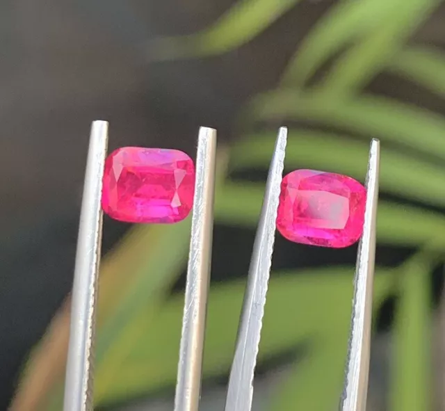 2.15 CRT Natural Faceted Hot Pink tourmaline Pair 6.52x5.33x4.12mm