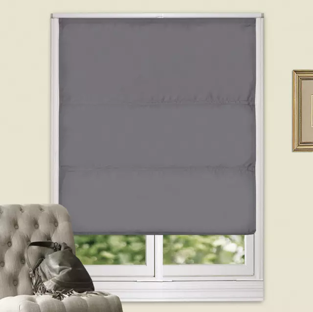 100% Blackout Microfiber Coated Flat Roman Blind Back Coating 4Colors 2