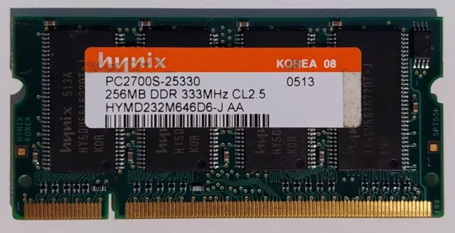 Hynix DDR RAM 256MB (333MHz) SODIMM 200-Pin Laptop Memory - FREE POSTAGE