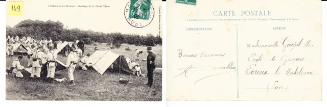 Soldats Français Infanterie au Bivouac Grande Guerre photo sur CPA lot149