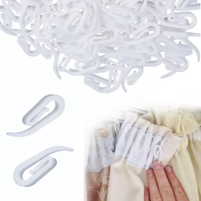 100 PEZZI GANCI Per Tende Scorrevoli - Gancetti Binari In Plastica Colore  Bianco EUR 11,95 - PicClick IT