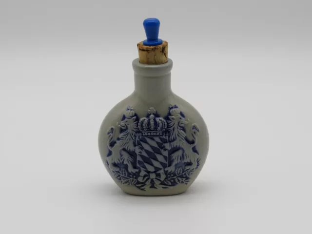 Alte kleine Steingut Flasche "Bayern" Wappen Motiv, Sammlerstück