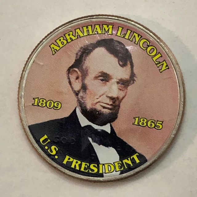 Colorized Kennedy half dollar. ABRAHAM LINCOLN 1809-1865. US PRESIDENT. #89