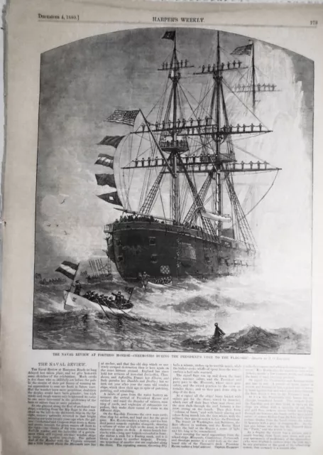 The Naval Review Chez Fortress Monroe - Harper's Hebdomadaire, 1880 - Original