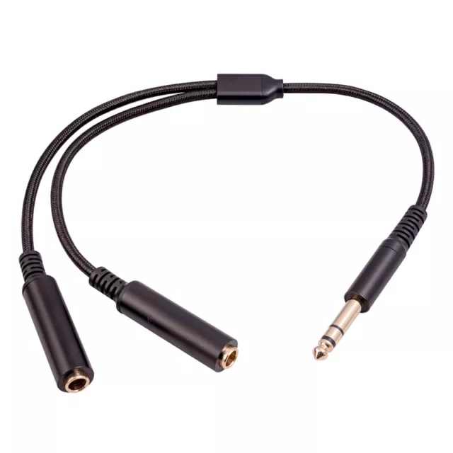 Audio Cable 1/4 6.35mm Plug to Dual 6.35mm Y Splitter Stereo Audio Cord H7Q9