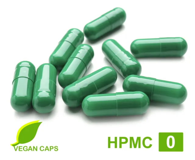 Cápsulas vacías 100 - 20.000 veganas / vegetales HPMC talla 0 cápsulas vacías color verde