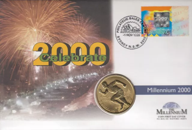 (75004) Australia $5 COIN Millennium FDC Celebrate 2000