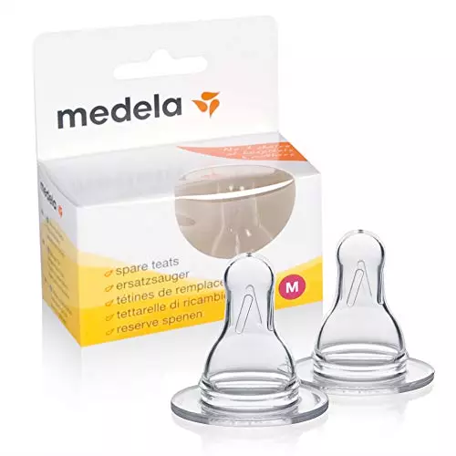 Medela Medium Flow Muttermilchflasche Zitzen - 2er-Pack BPA-freie Ersatzzitzen für