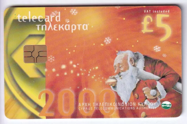 Europe Telecarte / Phonecard .. Chypre 5£ Pere Noel Christmas 2000 Chip/Puce