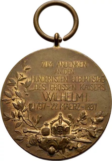 Medaille Preussen Wilhelm 1897 Kaiser Bronze  40 mm/  33 g  Original #LZK285