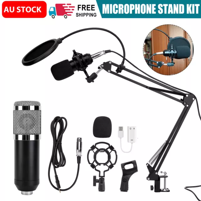 BM800 Condenser Microphone Kit USB Studio Suspension Boom Scissor Arm Stand Desk