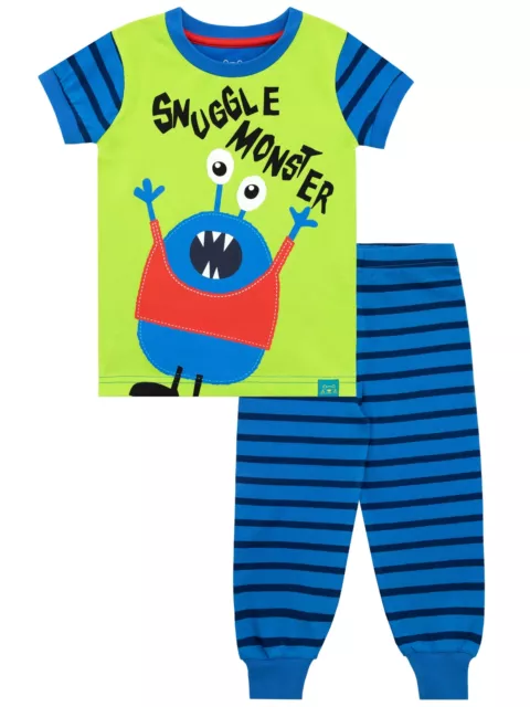 Blue Monster Pyjamas Kids Boys 18 24 Months 2 3 4 5 6 Years PJs Green Stripes