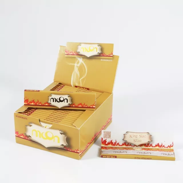 50 Packs Moon Unbleached Rolling Papers King Size Slim 108*45mm Cigarette Paper