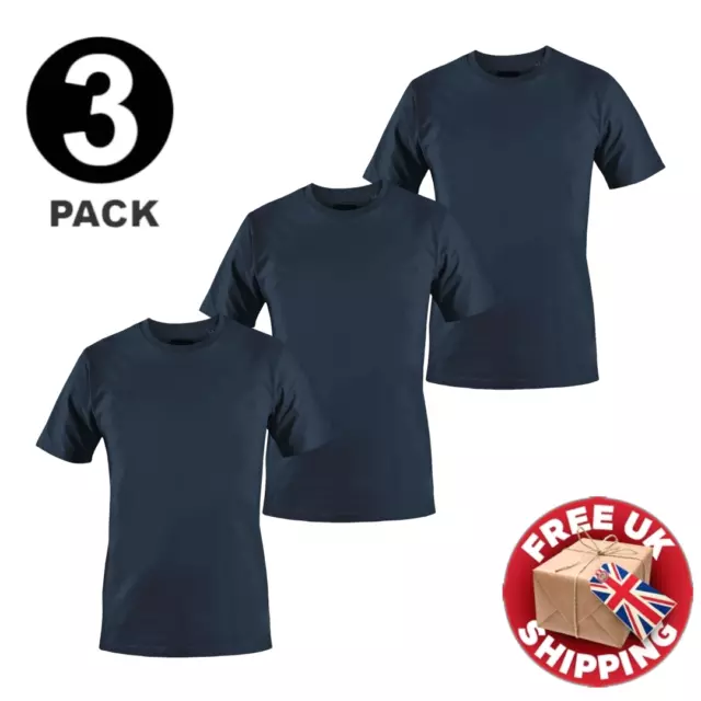 Mens 3 Pack Shirts Plain Basic T Shirt 100% Cotton Top Assorted Multi Pack Tee