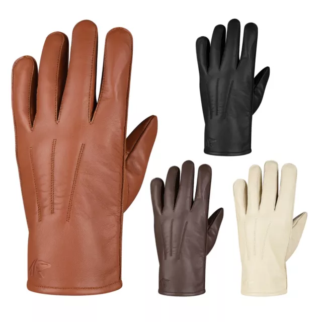 Redrum Men Winter Gloves Top Grain Leather Driving Motorcycle Scooter Gloves