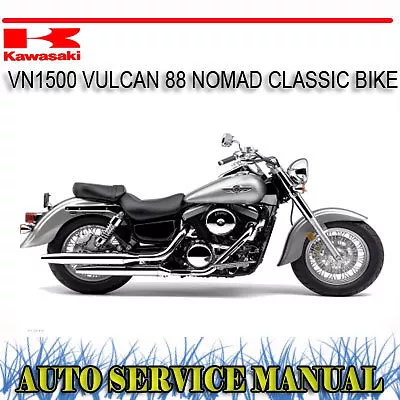 Kawasaki Vn1500 Vulcan 88 Nomad Classic Bike Workshop Repair Service Manual~ Dvd