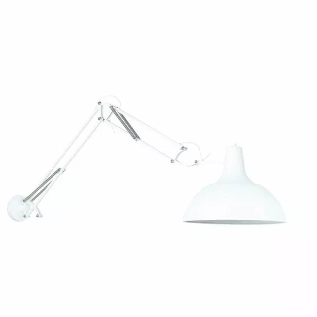 Applique lampe d'architecte en métal bras articulé blanc mat E27