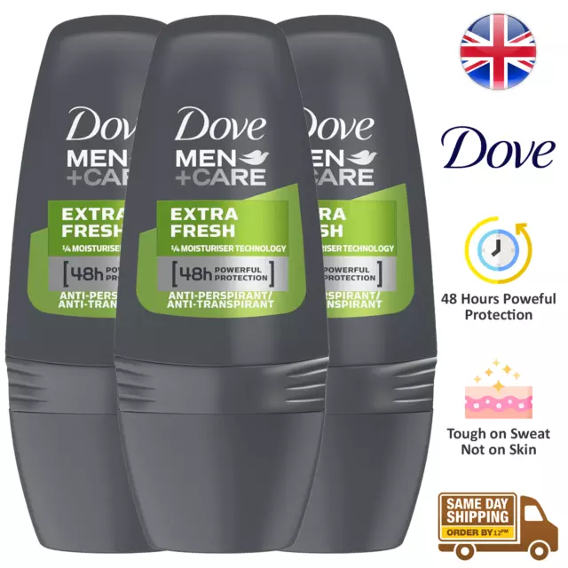Dove Men+Care Extra Fresh Anti Perspirant Deo Roll On 48H Protection 50ml 3Packs