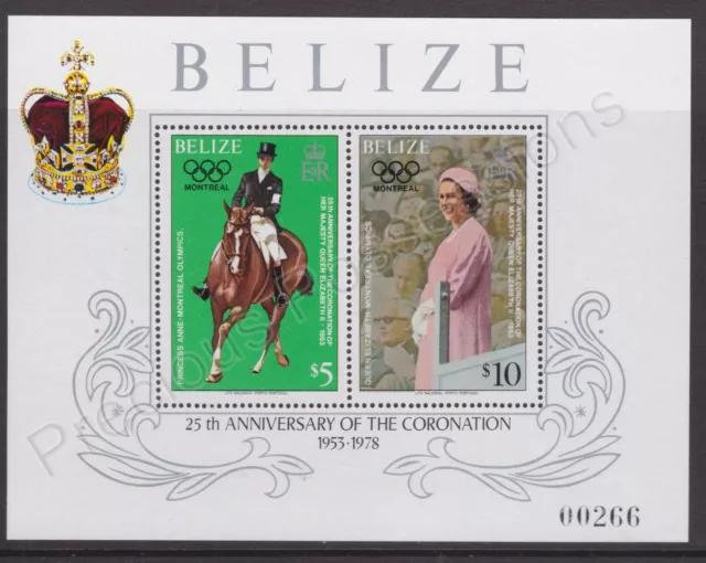 FOGLIO francobollo QEII 25th Anniversary Incoronation 1978 nuovo nuovo di zecca Belize PERFORATO