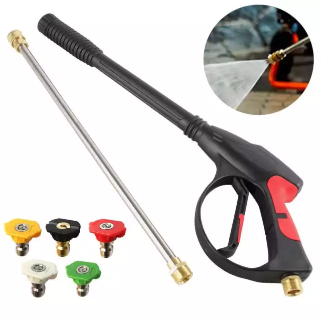 4000PSI High Pressure Car Power Washer Spray Gun Wand Lance Nozzle Tips Hose Kit