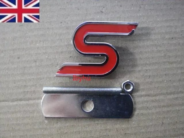 New Red Zetec S Grille Badge Emblem Fits Ford Fiesta Focus Metal & Fitting Kit